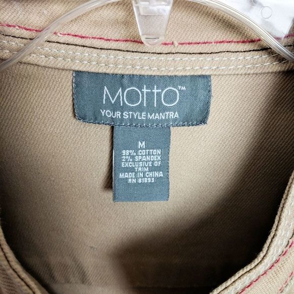 Motto Military Style Khaki Jacket Red Trim Sz M - Picture 8 of 8